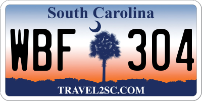 SC license plate WBF304