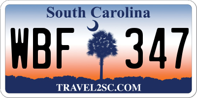SC license plate WBF347