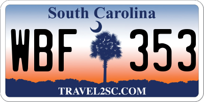 SC license plate WBF353