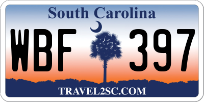 SC license plate WBF397