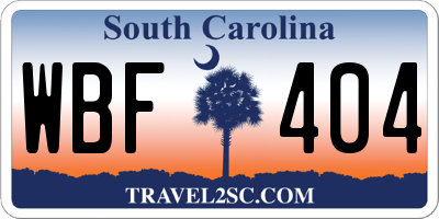 SC license plate WBF404