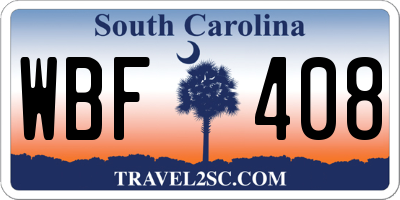 SC license plate WBF408