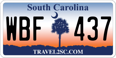 SC license plate WBF437