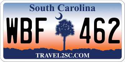 SC license plate WBF462