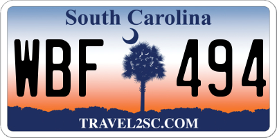 SC license plate WBF494