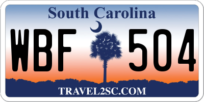 SC license plate WBF504