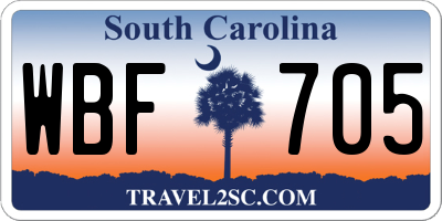 SC license plate WBF705