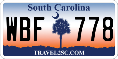 SC license plate WBF778