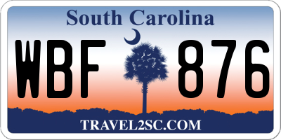SC license plate WBF876