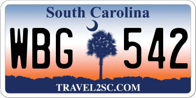 SC license plate WBG542