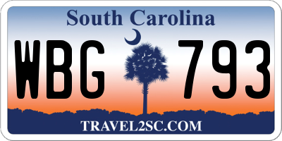 SC license plate WBG793