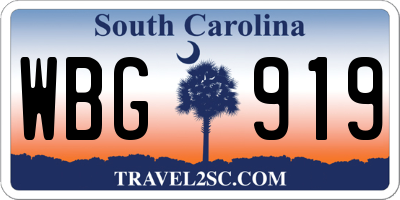 SC license plate WBG919