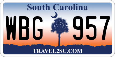 SC license plate WBG957