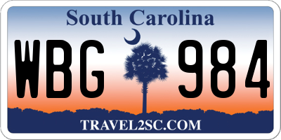 SC license plate WBG984