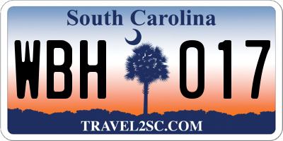 SC license plate WBH017