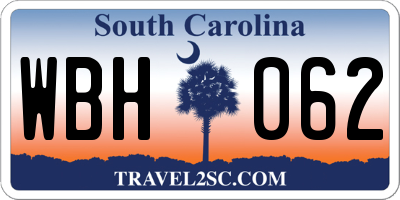 SC license plate WBH062