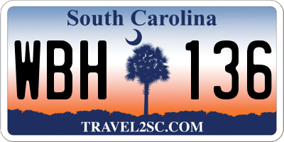 SC license plate WBH136