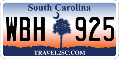 SC license plate WBH925