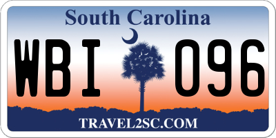 SC license plate WBI096