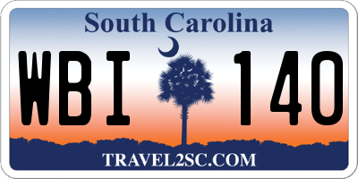 SC license plate WBI140