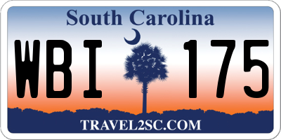 SC license plate WBI175