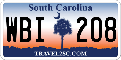 SC license plate WBI208