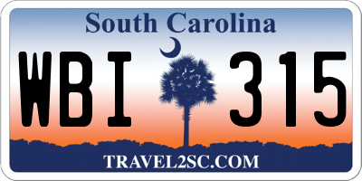 SC license plate WBI315