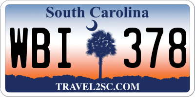 SC license plate WBI378