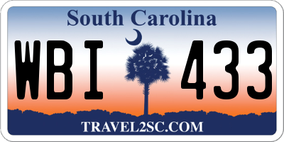 SC license plate WBI433
