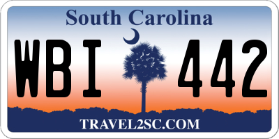 SC license plate WBI442