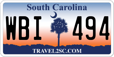 SC license plate WBI494