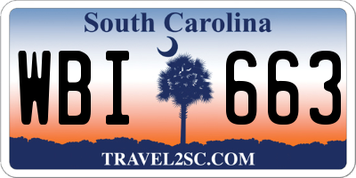 SC license plate WBI663