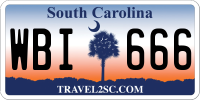SC license plate WBI666