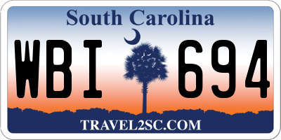 SC license plate WBI694
