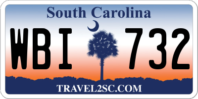 SC license plate WBI732