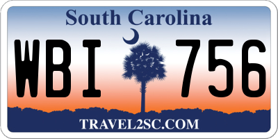SC license plate WBI756