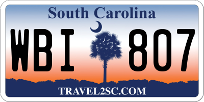 SC license plate WBI807