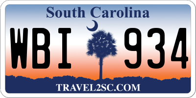 SC license plate WBI934