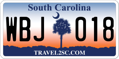 SC license plate WBJ018