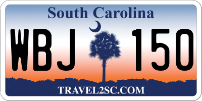 SC license plate WBJ150