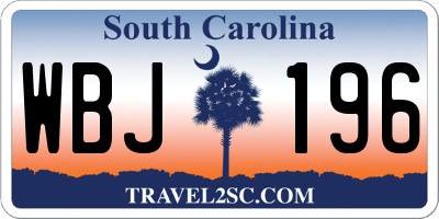 SC license plate WBJ196