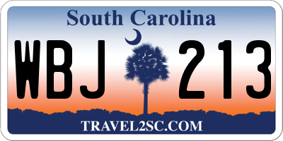 SC license plate WBJ213