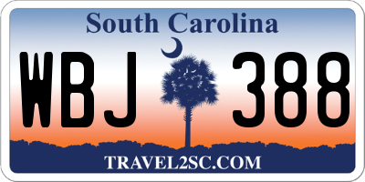 SC license plate WBJ388