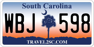 SC license plate WBJ598