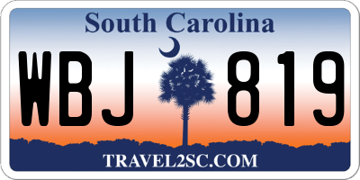 SC license plate WBJ819