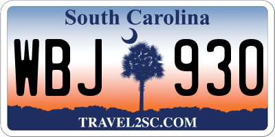 SC license plate WBJ930