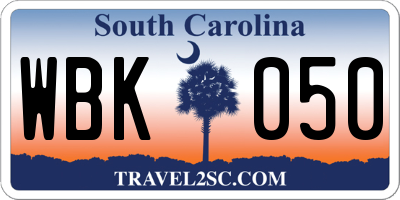 SC license plate WBK050
