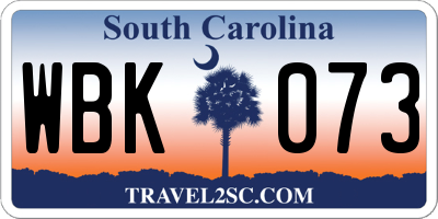 SC license plate WBK073