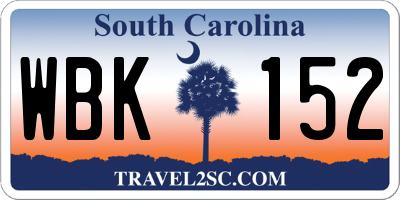 SC license plate WBK152