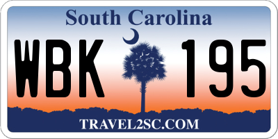 SC license plate WBK195
